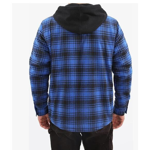 SIZE SMALL Men's Sherpa Lined Full Zip Hooded Plaid Shirt Jacket - Picture 3 of 6